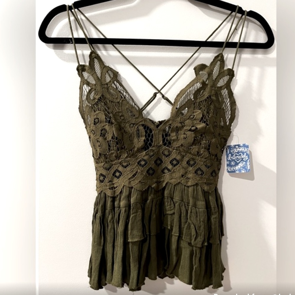 Free People | Adella Cami in Olive Sparrow - Size XS NWT